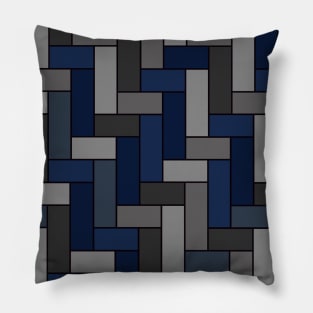 Geometric Tiles in Dark Blues and Greys Pillow