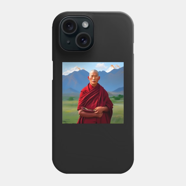 Portrait of Tibetan monk Phone Case by Colin-Bentham