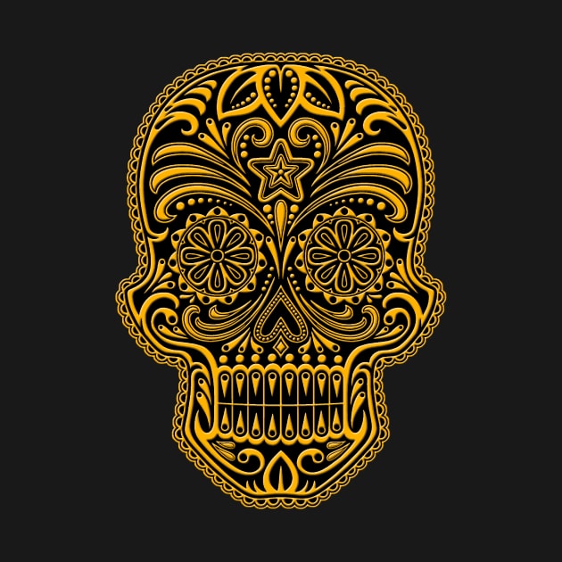 Intricate Yellow and Black Sugar Skull by jeffbartels