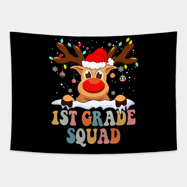 Reindeer 1st Grade Teacher Squad Christmas Back To School Tapestry by luxembourgertreatable