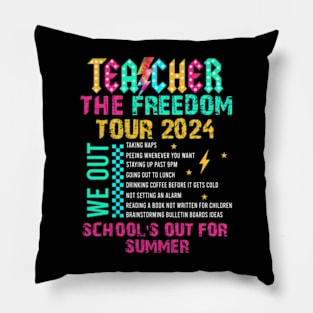 Teacher The Freedom Tour 2024 School's Out For Summer, Cute Teacher Pillow