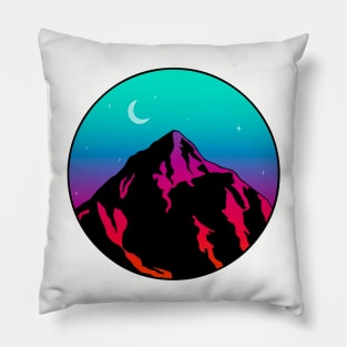 Colorful Moonrise Mountains Pillow