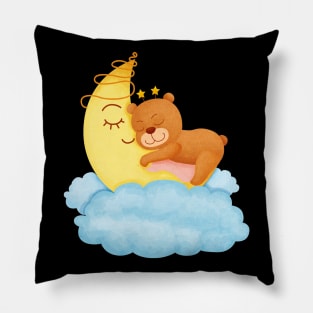 Cute Bear Sleeping on Moon Pillow