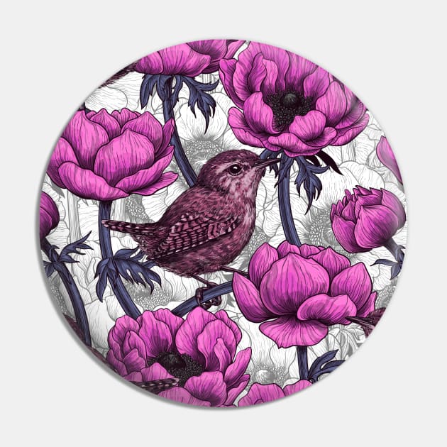 Wrens in the anemone garden Pin by katerinamk