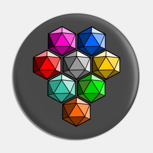 D20 Dice Multicolor Pin