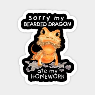 Funny Bearded Dragon Cute Lizard Beardie Ate My Homework Magnet