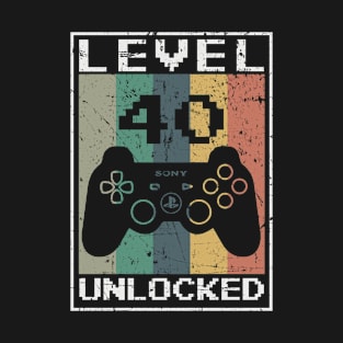 Level 40 Unlocked Colorful 40 Funny Old Classic 1982 Cool T-Shirt