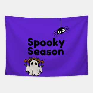 Spooky Season Halloween Fun Ghost and Spider Tapestry