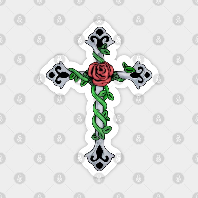 Cross Rose Magnet by SoLunAgua