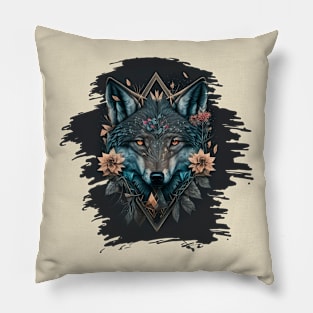 wolf and geometry art Pillow