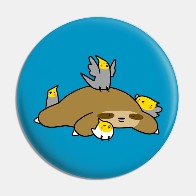 Sloth and Cockatiel Pin by saradaboru