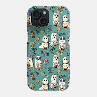 Ghosts Go Trick or Treating - Halloween Pattern - Bright Colors Phone Case