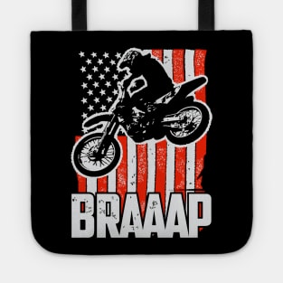 Dirt bike Motocross t-shirt Braaap American flag Tote