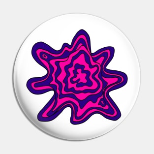 Trippy Retro Topographic Wavy Contour Fluid Line Art Pink and Purple Pin