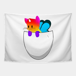 rainbow butterfly unicorn kitten pocket Tapestry