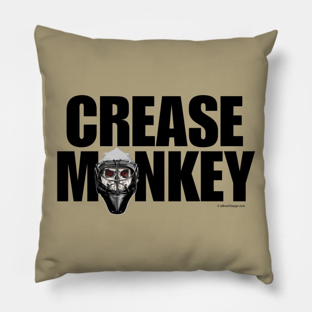 Crease Monkey - funny ice hockey goalie Pillow by eBrushDesign