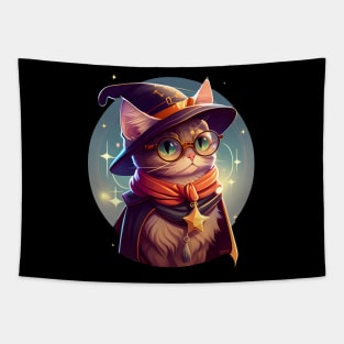 Witch Cat Wishes Happy Meowloween Tapestry