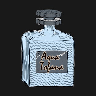 Hand-drawn Aqua Tofano Bottle Vintage Style- Bailey Sarian Crime Story Inspired T-Shirt