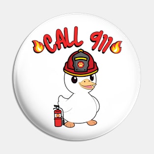 Funny Duck is a firefighter Pin