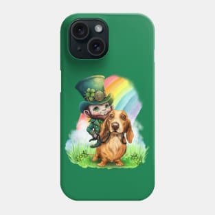 Leprechaun riding a Dachshund Phone Case