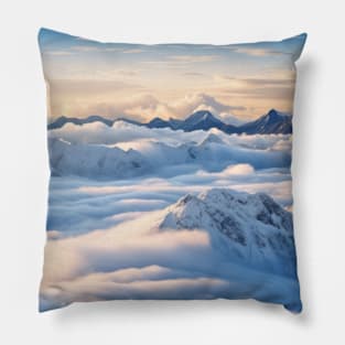 Mountain Sea Clouds Sunset Sky Landscape Pillow
