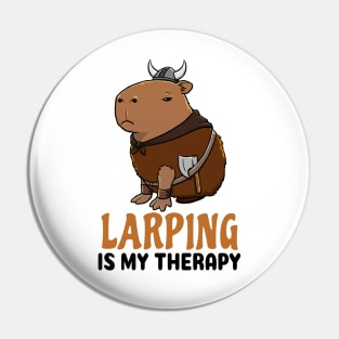 Larping is my therapy Capybara Viking Pin