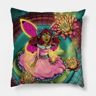 African American Fairy and Water Lilies Pillow