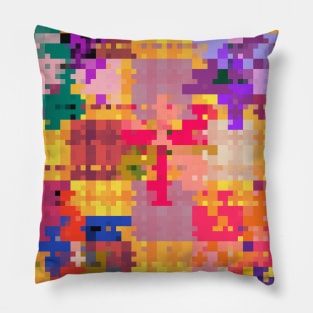 Colorful Abstract Mosaic Patchwork Quilt Design. Pillow