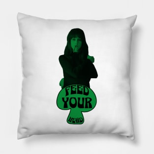 Feed Your Head (In Trippy Black and Green) Pillow