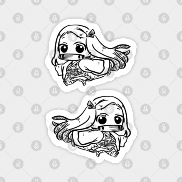Demon Slayer Kimetsu No Yaiba Anime Nezuko Kamado Chibi Cute Kawaii Lineart White Merch Demon Slayer Magnet Teepublic