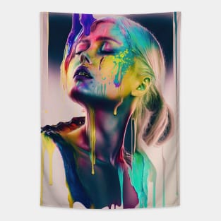 To Weep To Wake - Emotionally Fluid Collection - Psychedelic Paint Drip Portraits Tapestry