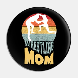 Wrestling Mom vintage sunset wrestling Pin