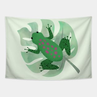 Cute Green Frog/Toad on Leaf Tapestry