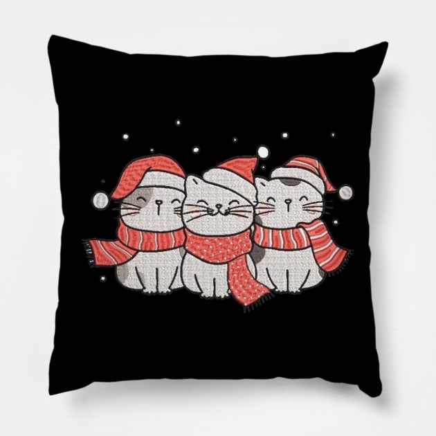 Christmas Cats Pillow by  El-Aal