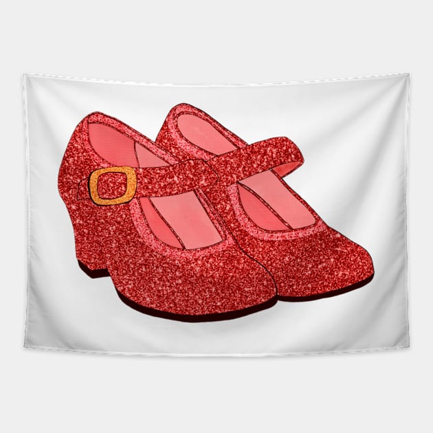 Red Magic Shoes Tapestry by smoochugs