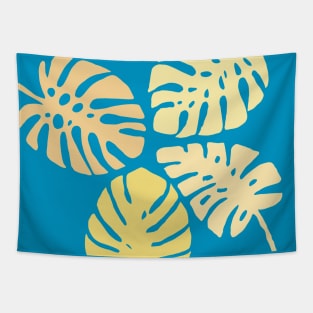 Monstera leaves in shades of yellow Tapestry