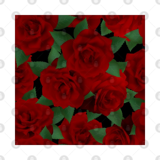 Red roses on black background by IrinaGuArt