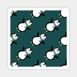 Seamless pattern with diagonal flying penguins Magnet