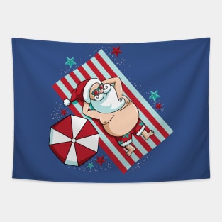 Funny Christmas In July Santa Summer Beaches Tapestry