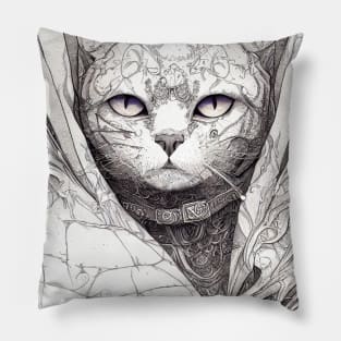 Cat Pet Wild Nature Illustration Line Epic Illustration Line Art Pillow