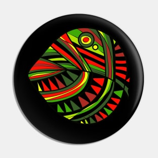 Mazipoodles New Fish Head Leaf Black Green Red Pin