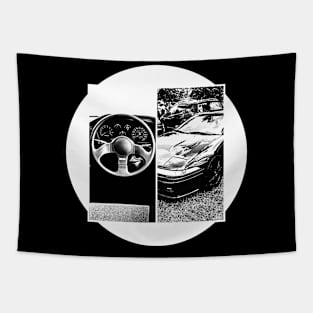 MITSUBISHI ECLIPSE D20 Black 'N White 5 (Black Version) Tapestry