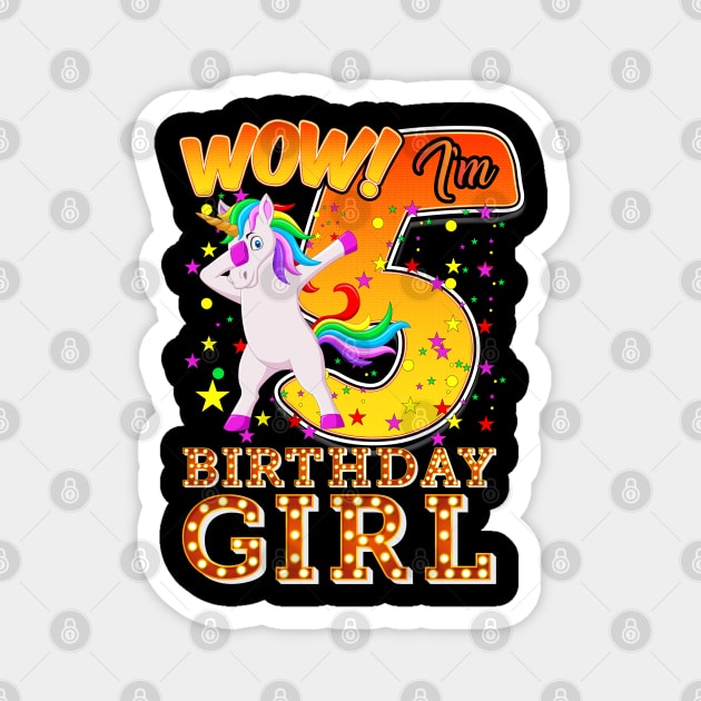 wow! i' m 5 birthday girl | 5the  kids birthday Magnet by Unique-Tshirt Design