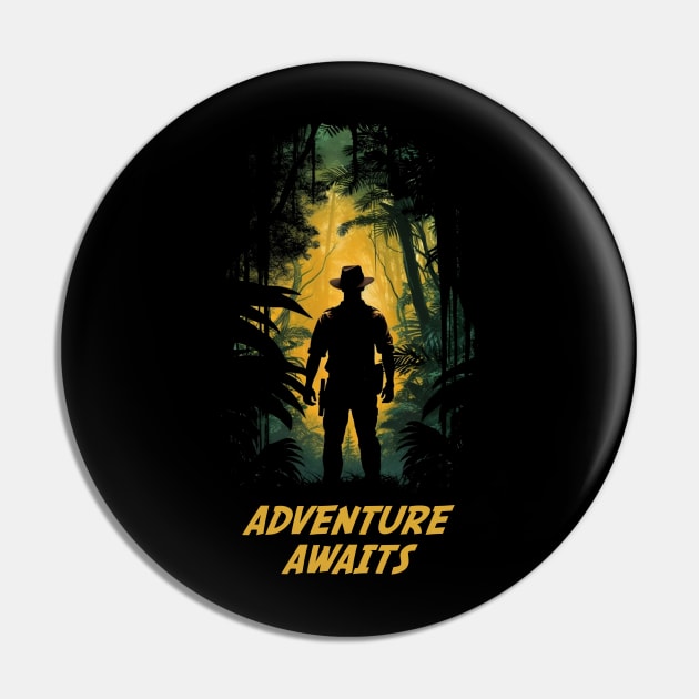 Adventure Awaits - Explorer - Silhouette - Indy Pin by Fenay-Designs