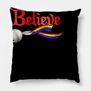 Believe Progress Pride LGBTQ Jingle Bell Pillow