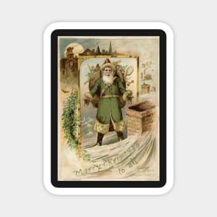 Vintage Christmas Santa in Green Magnet