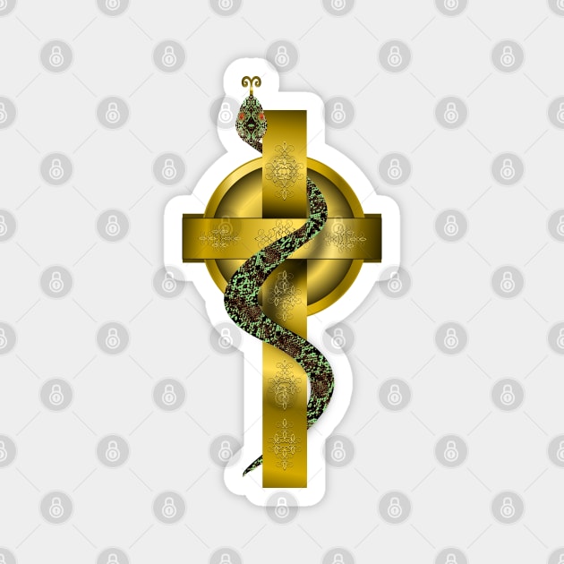 Crucified Serpent on Cross Magnet by geodesyn