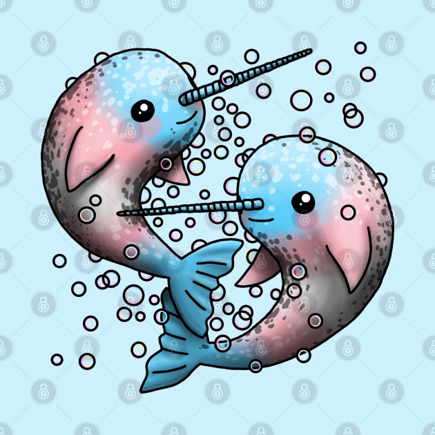 Trans Narwhals by Art by Veya