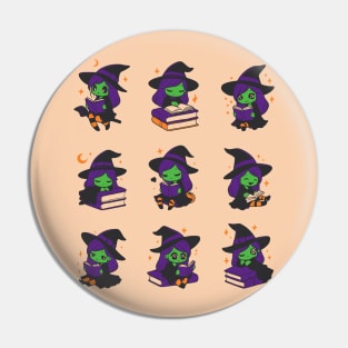 Witch reading books Pin