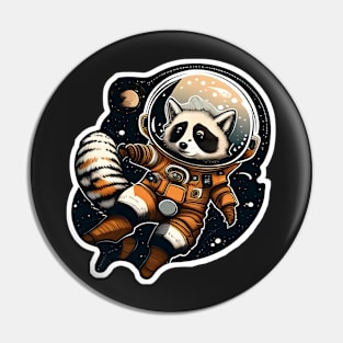 Ronald the Raccoon but he's Sad whilst floating through space Sticker Pin